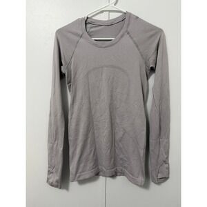 Lululemon Swiftly Tech LS Peloton Women 4 Grey Thumbholes Activewear Workout